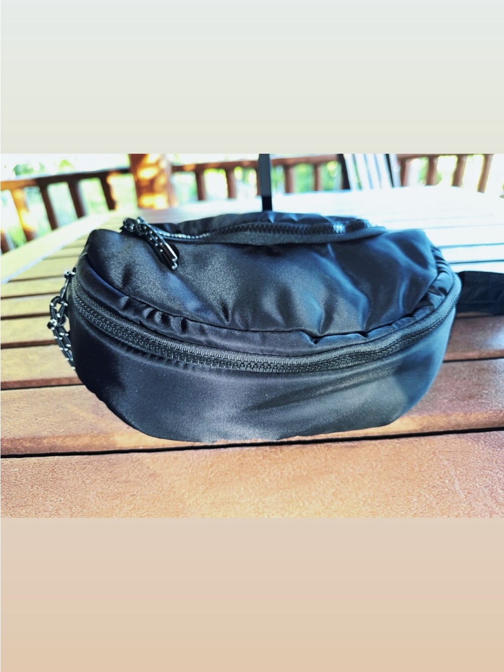Street Level Black Crescent Belt Bag with Front Zip